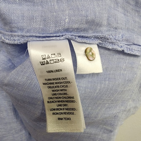 Rachel Zoe 100% Linen Shirt Womens XL Light Blue Short Sleeve Button Down Boxy - Picture 3 of 7